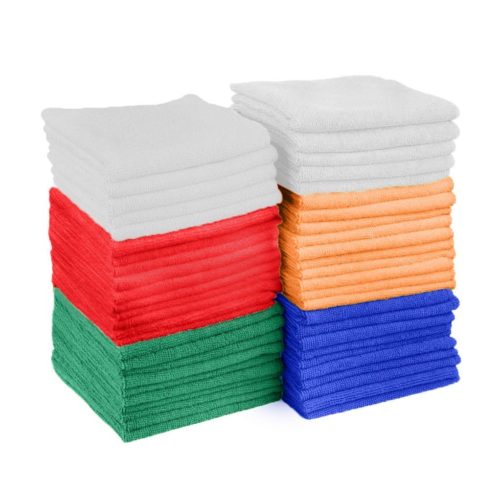 50-Pack Microfiber Cleaning Cloths - Assorted Colors. - Home2luxury 