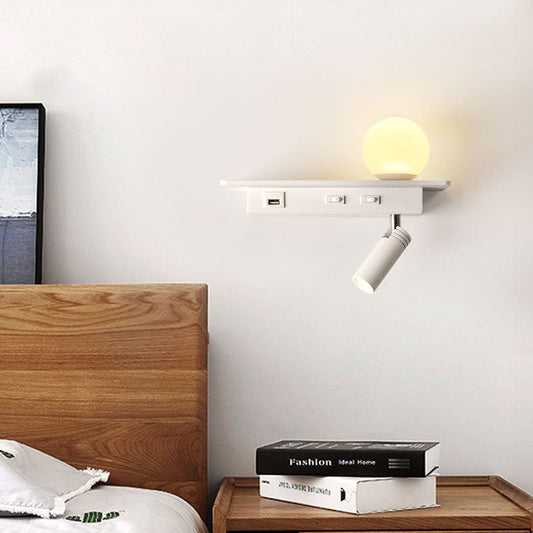 Bedside Lamp With USB Port Shelf - Home2luxury 