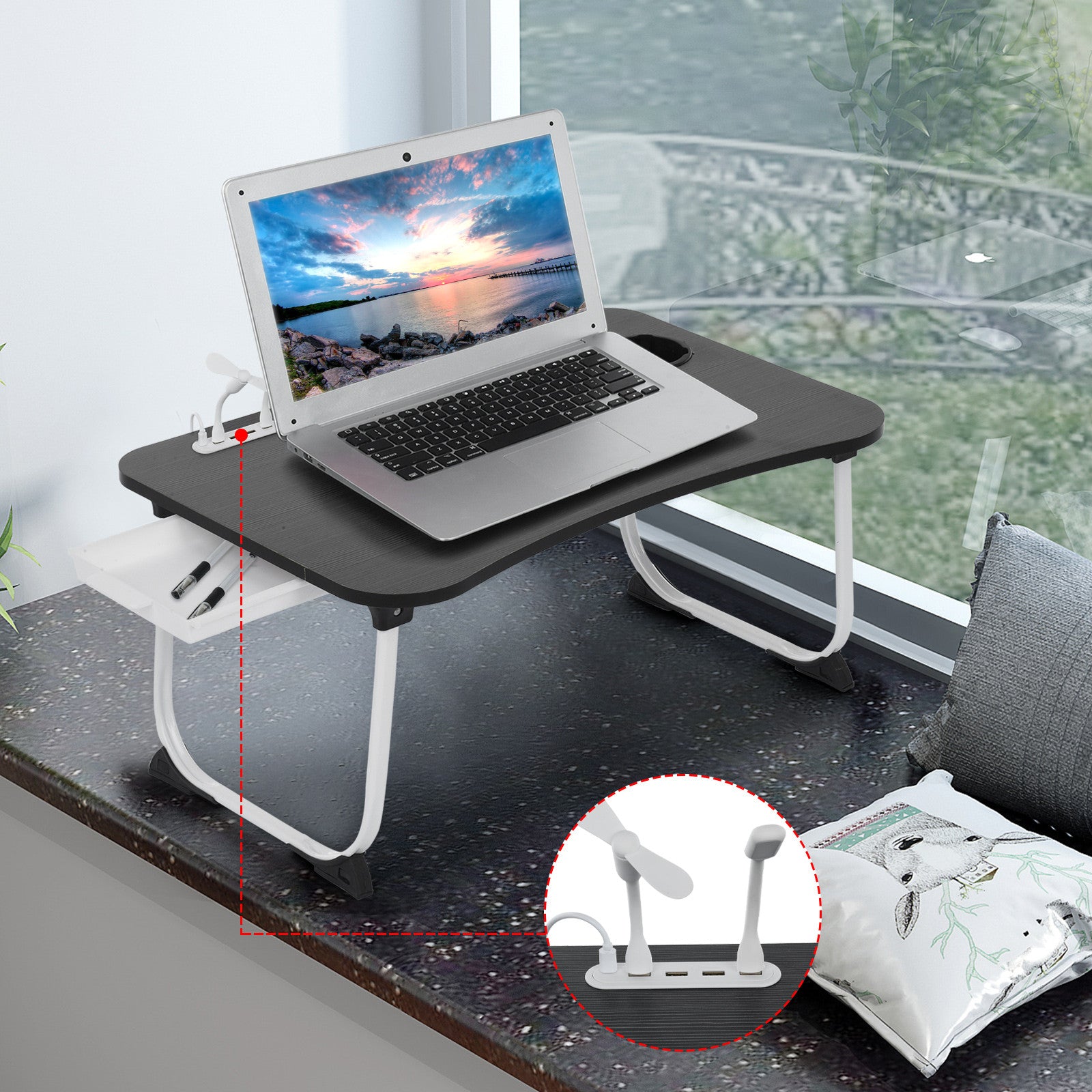 Foldable Laptop Table - Portable Bed Tray. - Home2luxury 