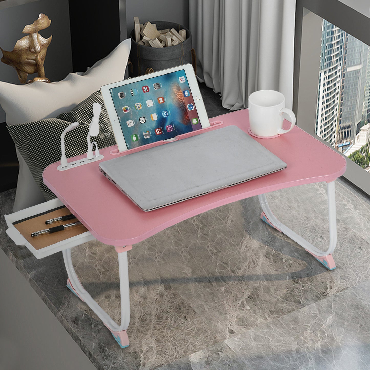 Foldable Laptop Table - Portable Bed Tray. - Home2luxury 